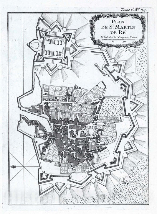 Historic Map : France , St Martin de Re France, Ile 1764 Plan de St Martin de Re. , Vintage Wall Art