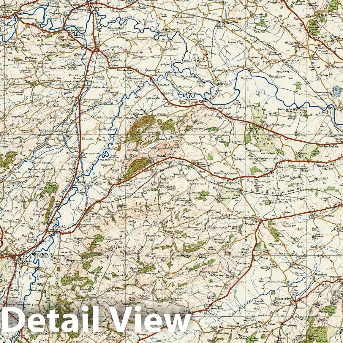 Shrewsbury - Survey Map, 1916 - Ordnance Survey One-Inch Map