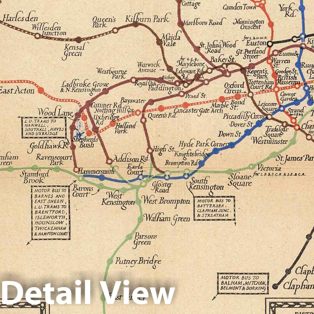 London Underground: Electric Railways - Pictorial Map, 1921