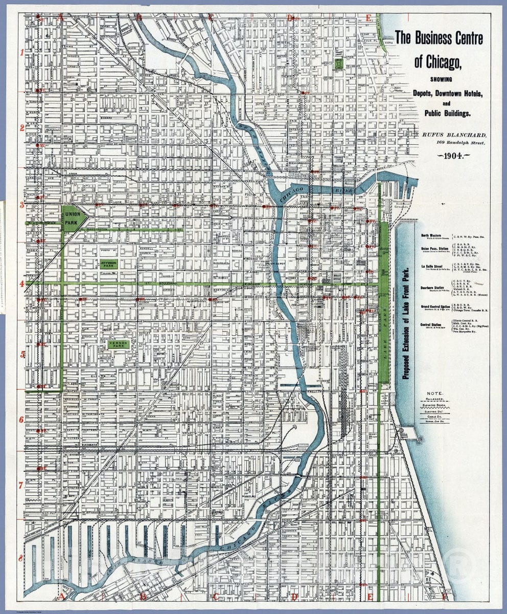 Historic Map : 1904 Business Portion of Chicago. - Vintage Wall Art
