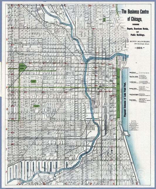 Historic Map : 1904 Business Portion of Chicago. - Vintage Wall Art