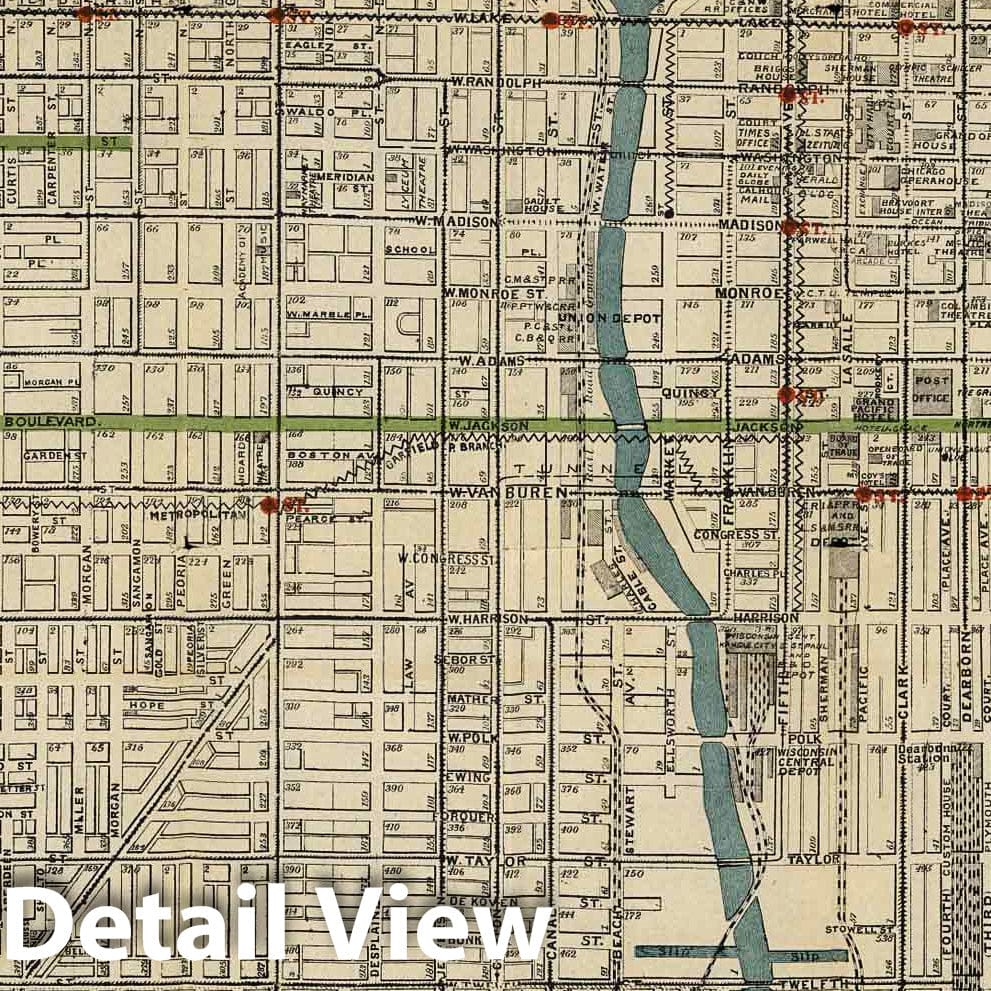 Chicago, Illinois - Downtown, 1904 - Historical Map Print