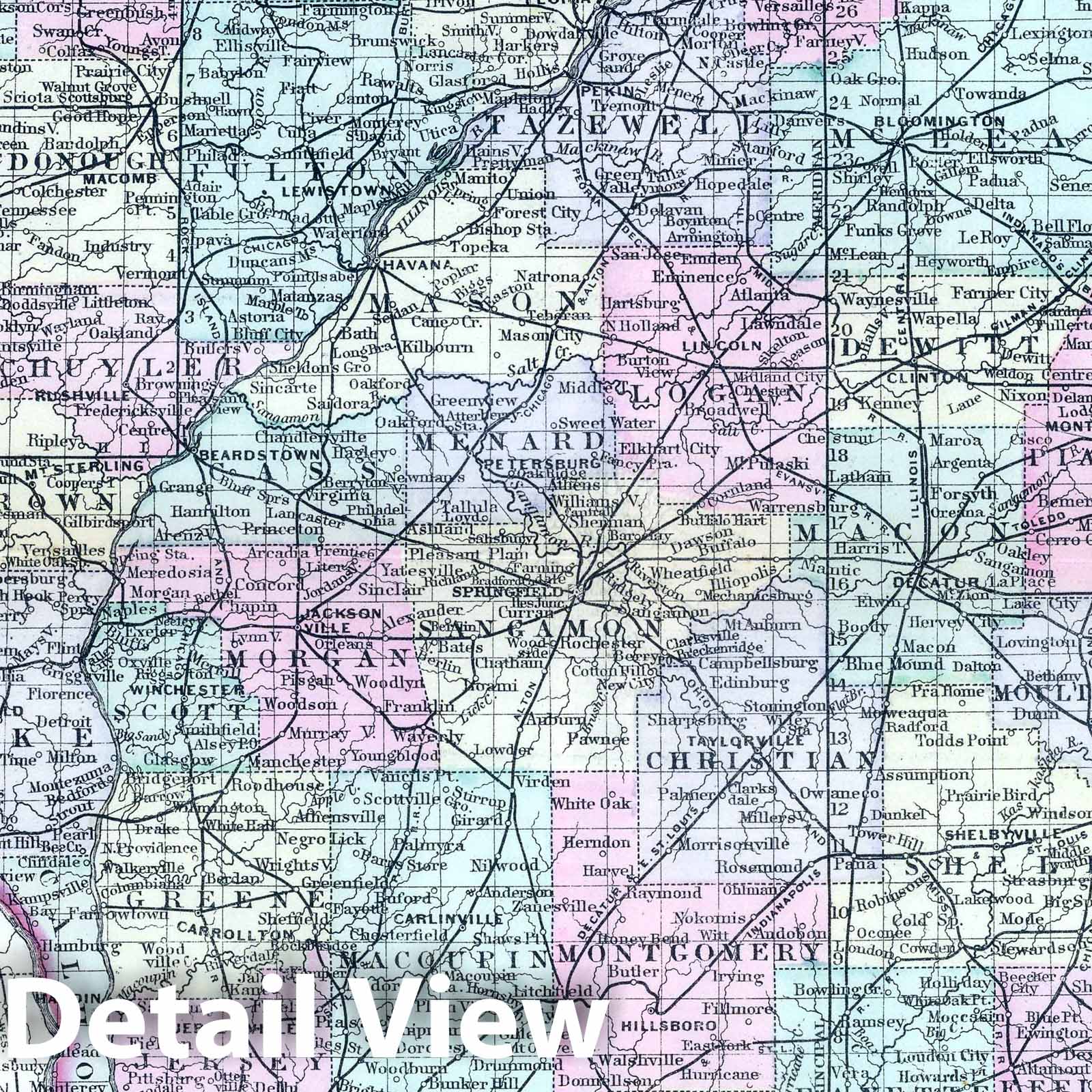 Illinois - Railroad Map, 1886 - Historical Map Reproduction