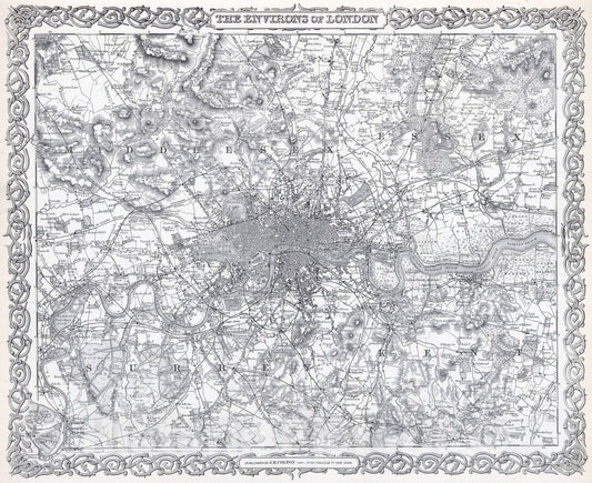 Historic Map : 1865 London, England. - Vintage Wall Art