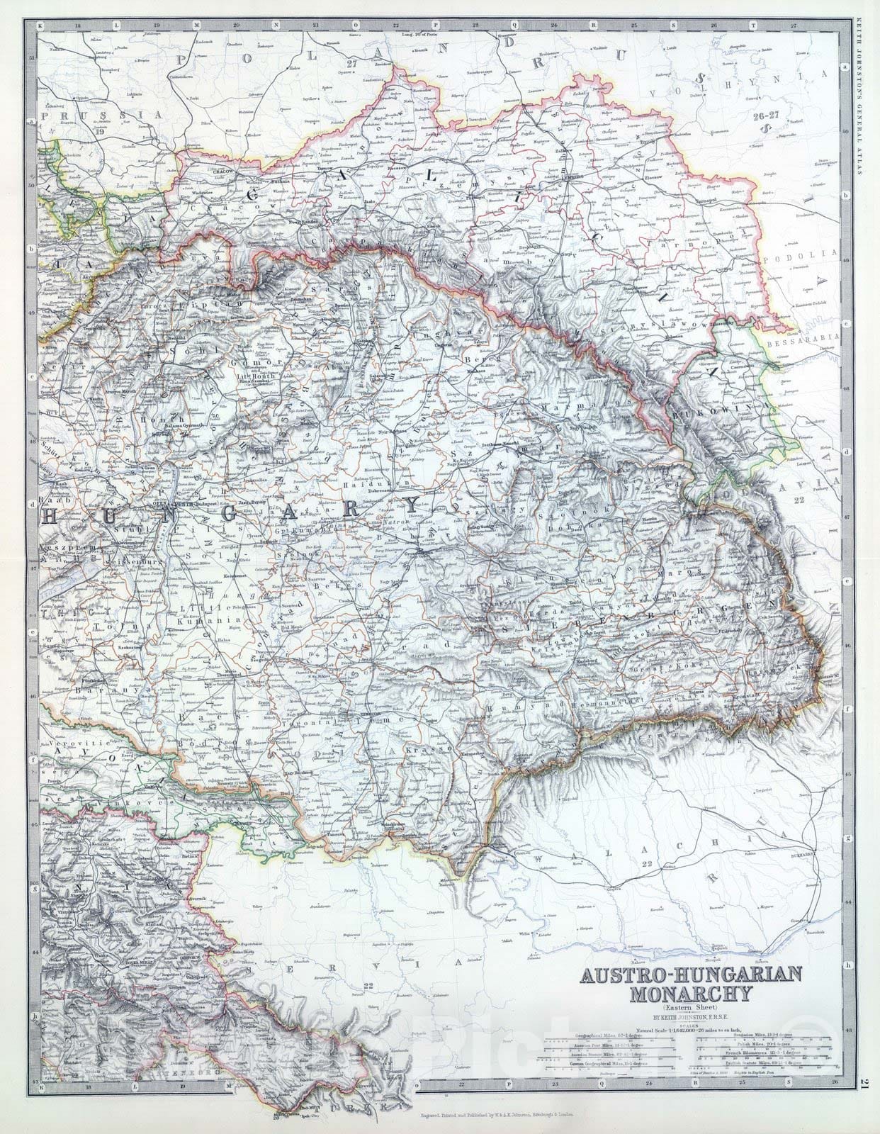 Historic Map : 1893 Austro-Hungarian Monarchy (eastern sheet). - Vintage Wall Art