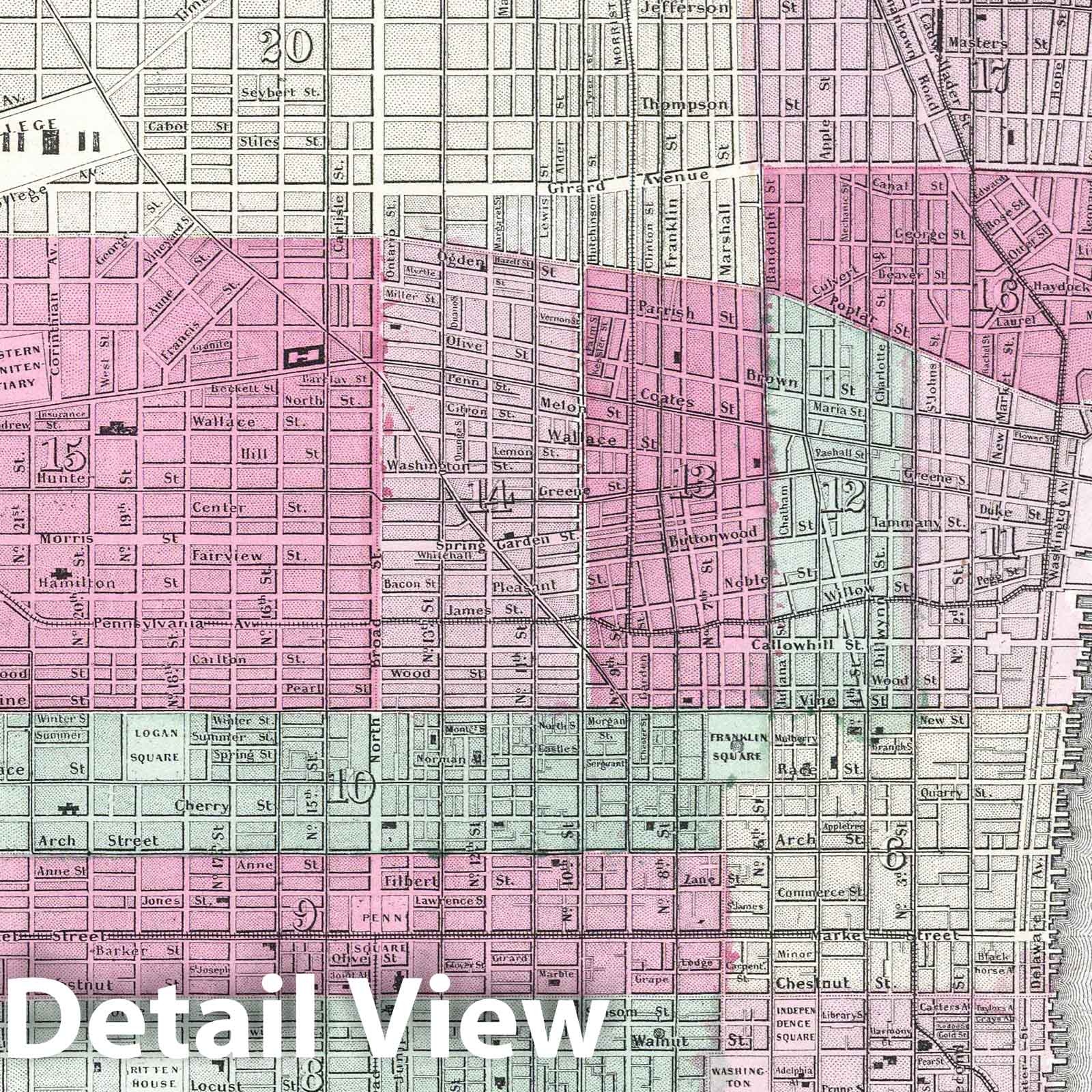 Philadelphia, Pennsylvania - Boundary Map, 1865 - Colton's General Atlas