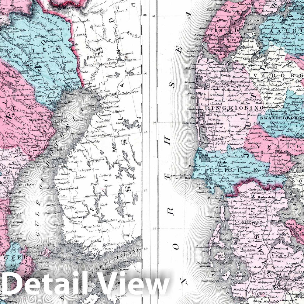 Historic Map : 1865 Sweden, Norway, And Denmark. v2 - Vintage Wall Art