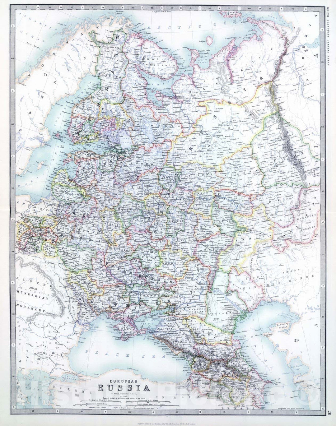 Historic Map : 1893 European Russia. - Vintage Wall Art