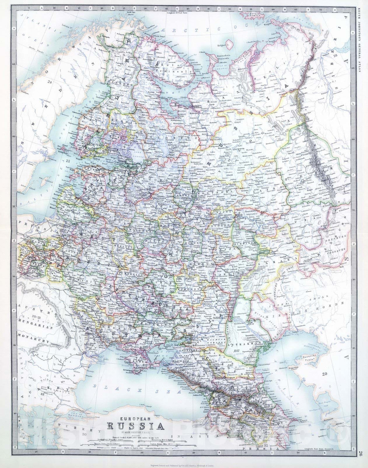 Historic Map : 1893 European Russia. - Vintage Wall Art