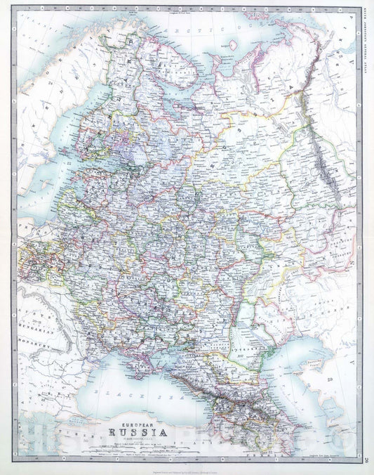 Historic Map : 1893 European Russia. - Vintage Wall Art