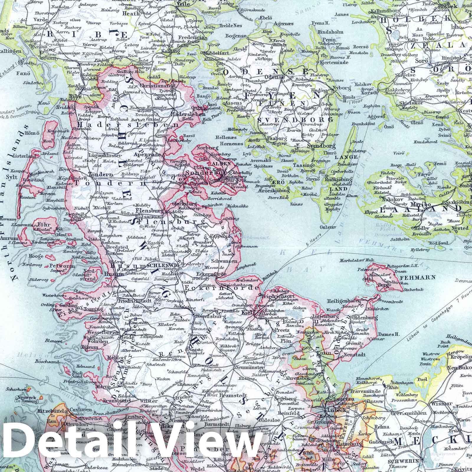 Historic Map : 1911 Denmark with Northwest portion of the German Empire - Vintage Wall Art