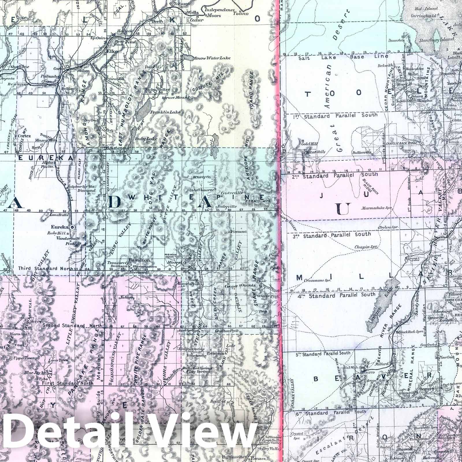 Utah and Nevada - Railroad Map, 1886 - Mitchell's Atlas