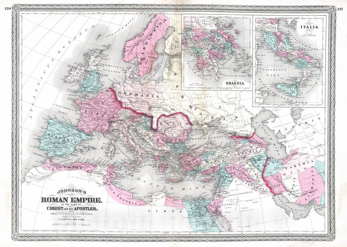 Roman Empire - Classical Period, 1870 - Historical Map Print