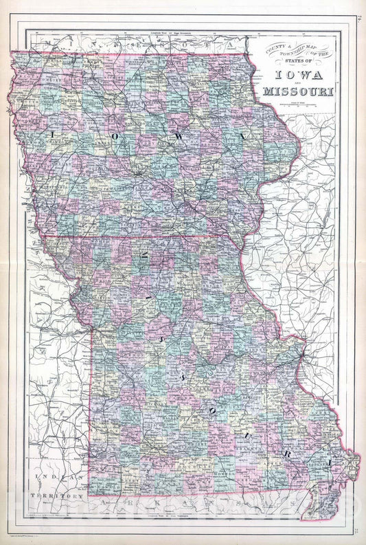 Historic Map : 1886 Iowa, Missouri. - Vintage Wall Art