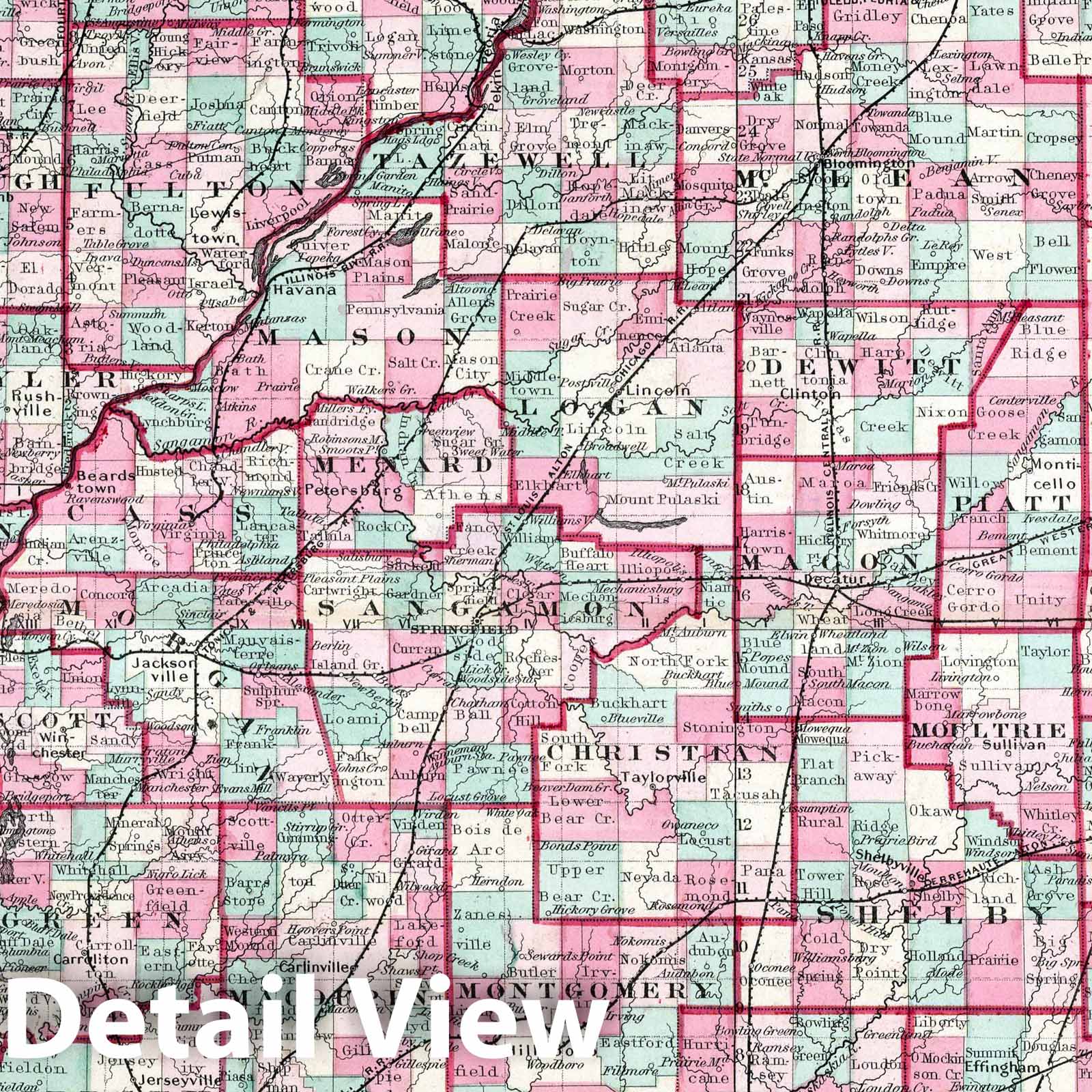 Illinois 1869 Historical Map Print - Colton's Atlas