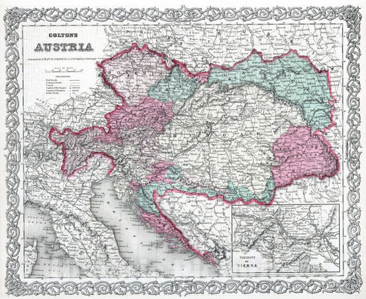 Historic Map : 1869 Austria. - Vintage Wall Art