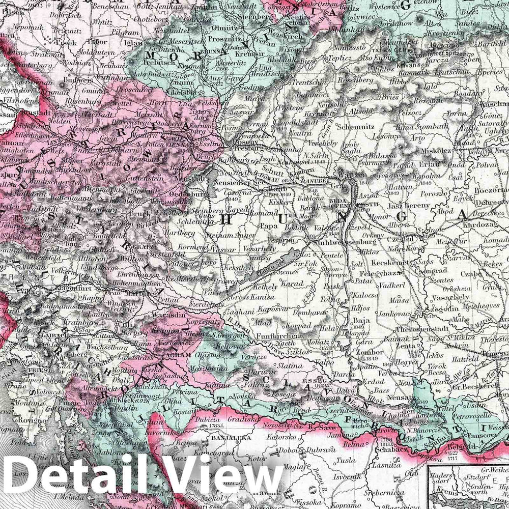 Historic Map : 1869 Austria. - Vintage Wall Art