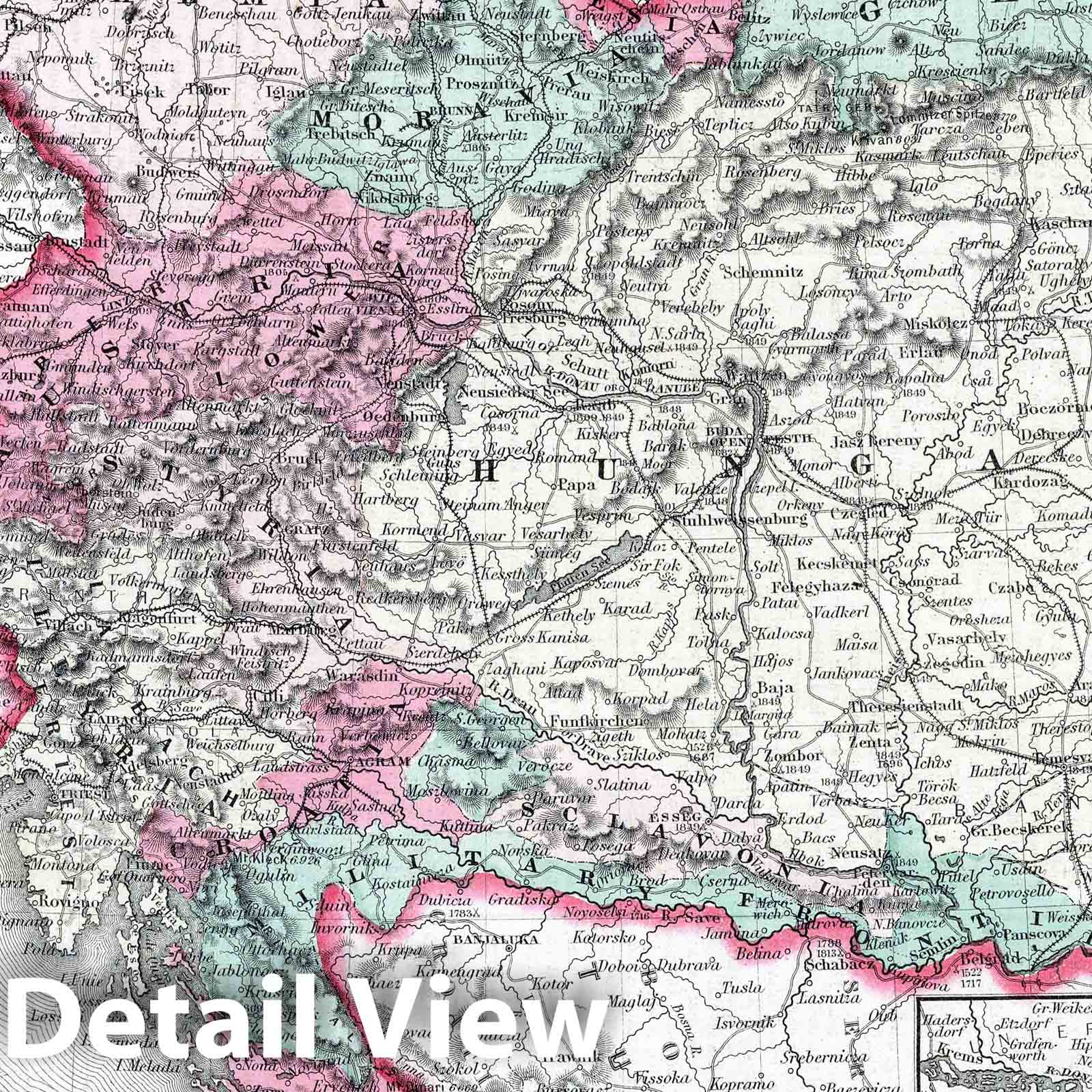 Austria, 1869 - Historical Map Print from Colton's General Atlas