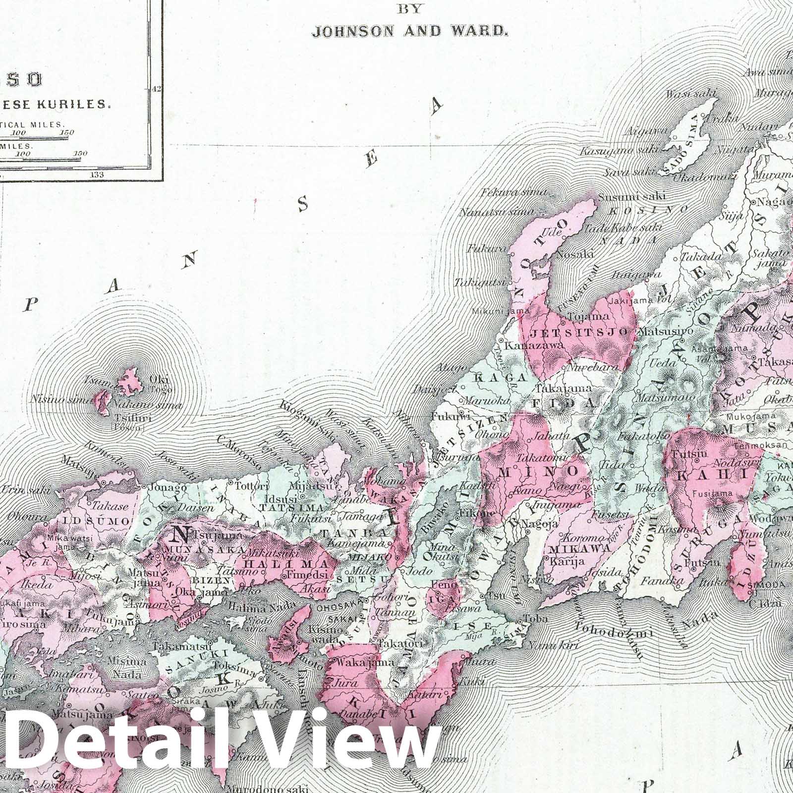 Japan, Nippon, Kyushu, Shikoku, Hokkaido and the Japanese Kuriles - 1864 Historical Map Print