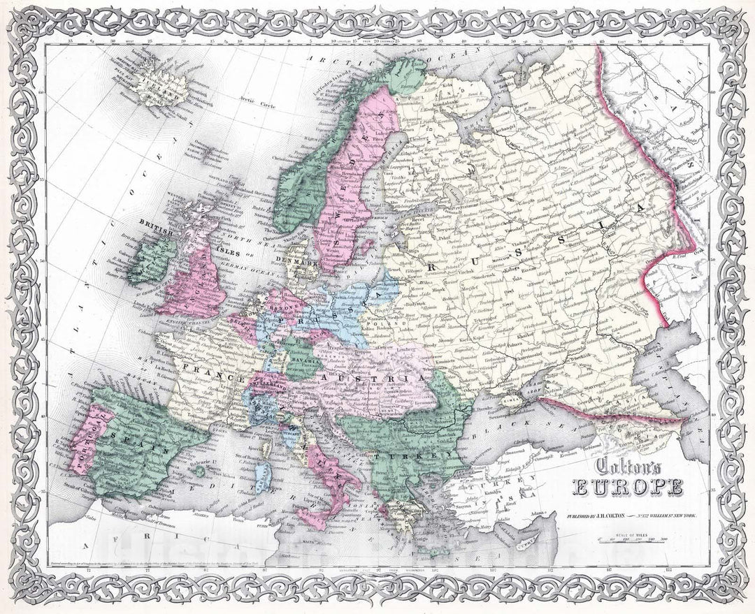 Historic Map : 1865 Europe. v2 - Vintage Wall Art