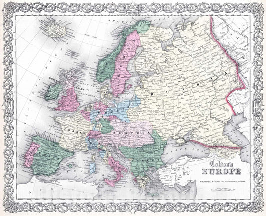 Historic Map : 1865 Europe. v2 - Vintage Wall Art