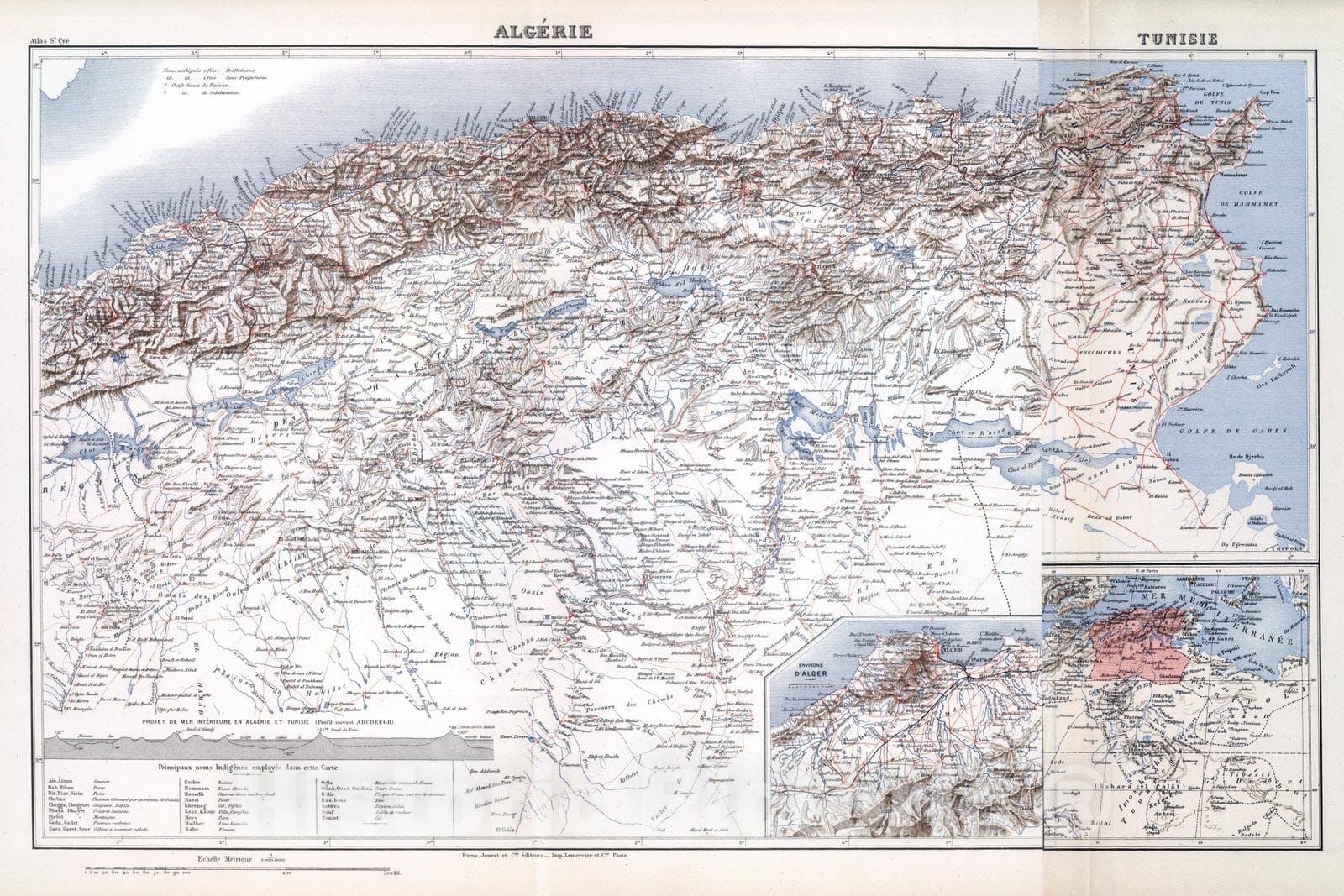 Historic Map : Algeria; Tunisia, 1882 Algerie. Tunisie. , Vintage Wall Art
