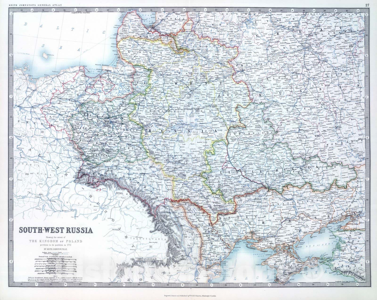 Historic Map : 1893 South-West Russia. - Vintage Wall Art
