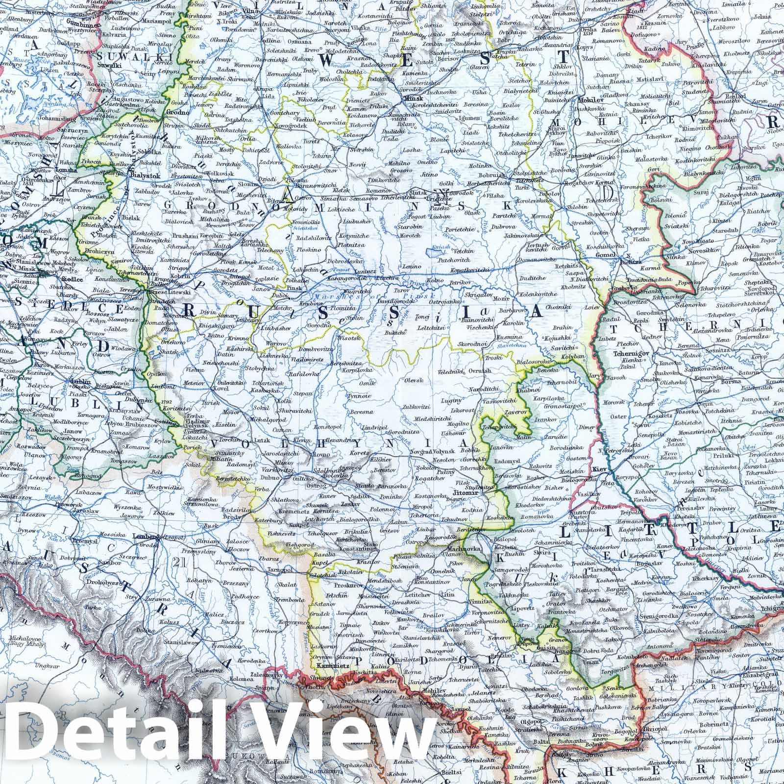 Southwest Russia and Poland prior to 1772 Partition - 1893 Historical Map Print