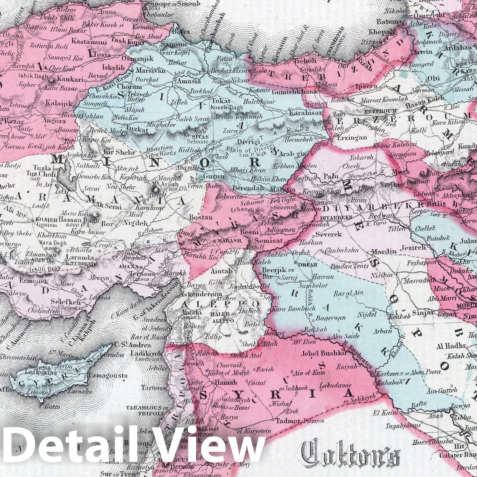 Turkey in Asia and the Caucasian Provinces of Russia - 1865 Boundary Map Print