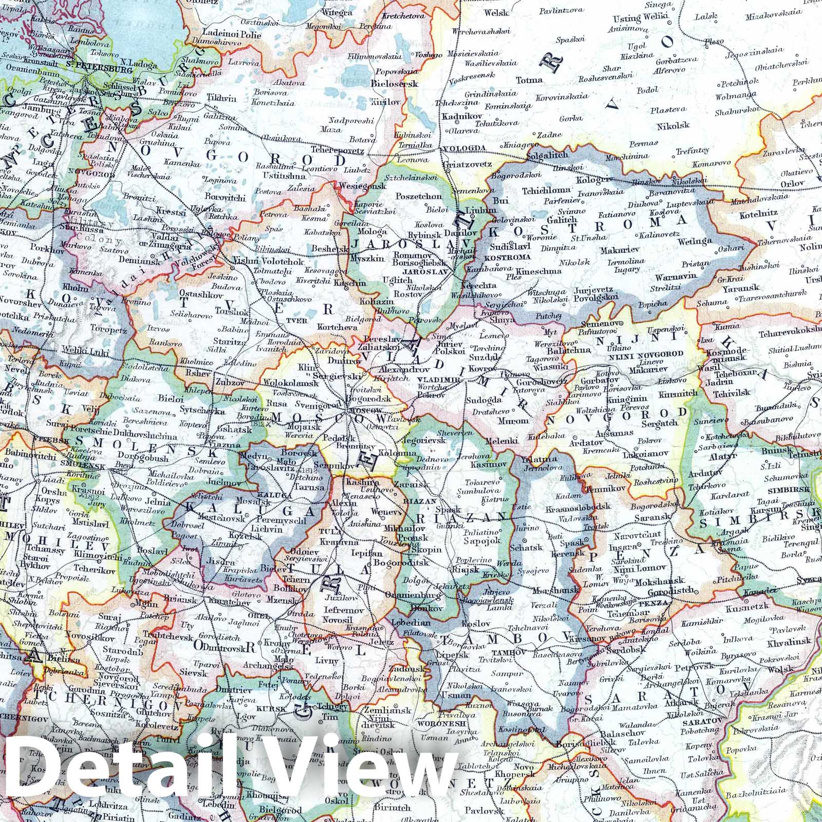 European Russia with Moscow, 1910 - Historical Map Print