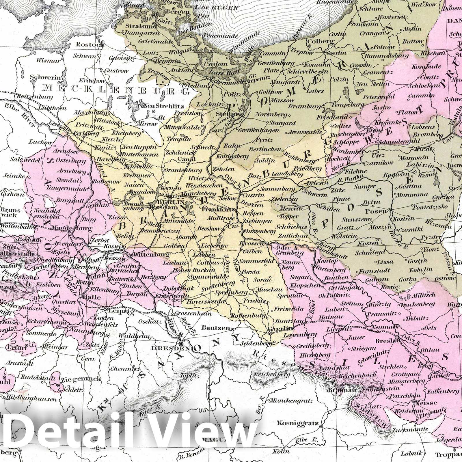 Prussia, Berlin - Historical Map Print, 1849
