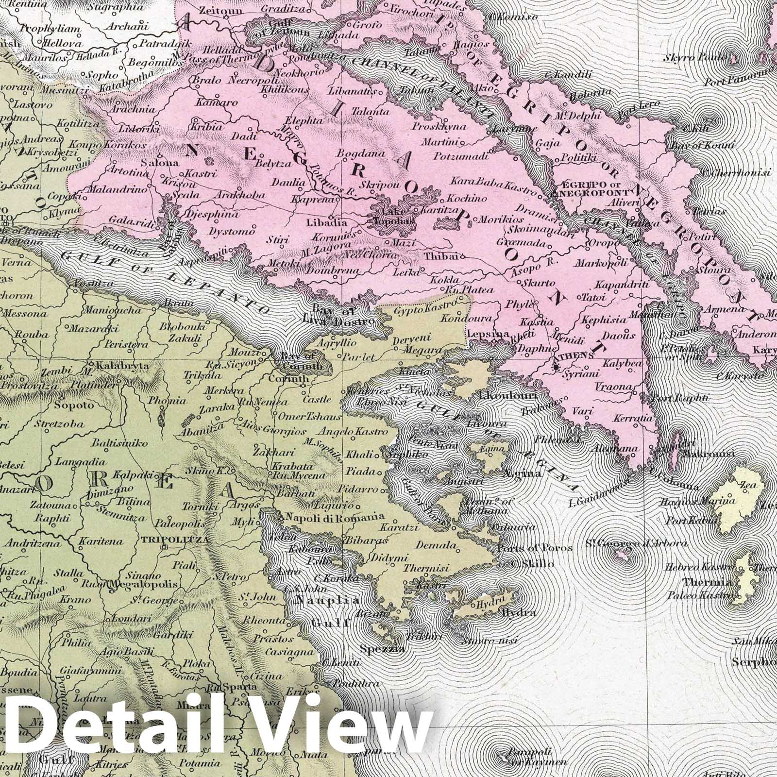 Greece - Nautical Chart, 1849 - Historical Map Print