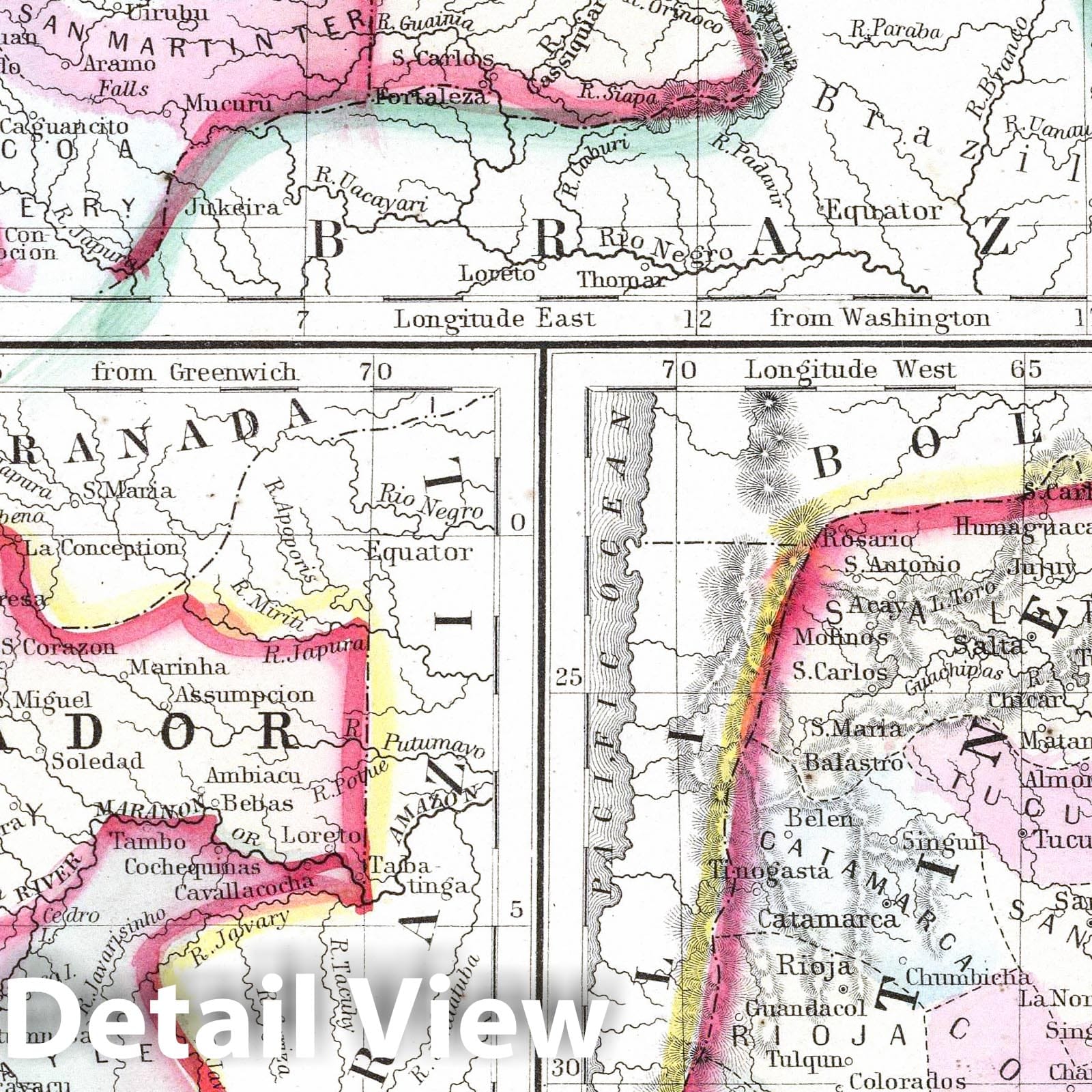 New Granada, Venezuela, and Guiana 1865 Historical Map Print
