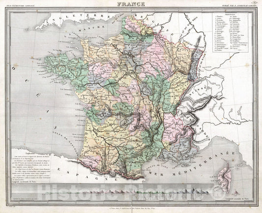 Historic Map : 1838 France. v2 - Vintage Wall Art