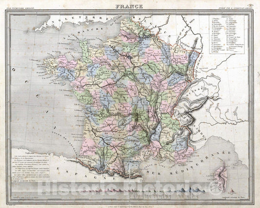 Historic Map : 1838 France. v1 - Vintage Wall Art