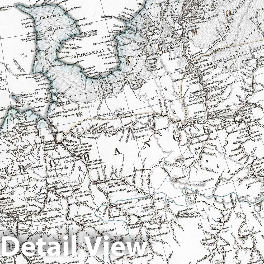Historic Map : Russian Federation, 1866 Ost-Europe, Nordost-Russland. (Northeast Russia). , Vintage Wall Art