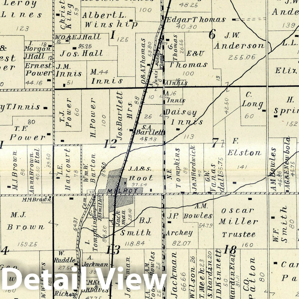 Historic Map : 1908 Anderson Township, Rush County, Indiana. - Vintage Wall Art