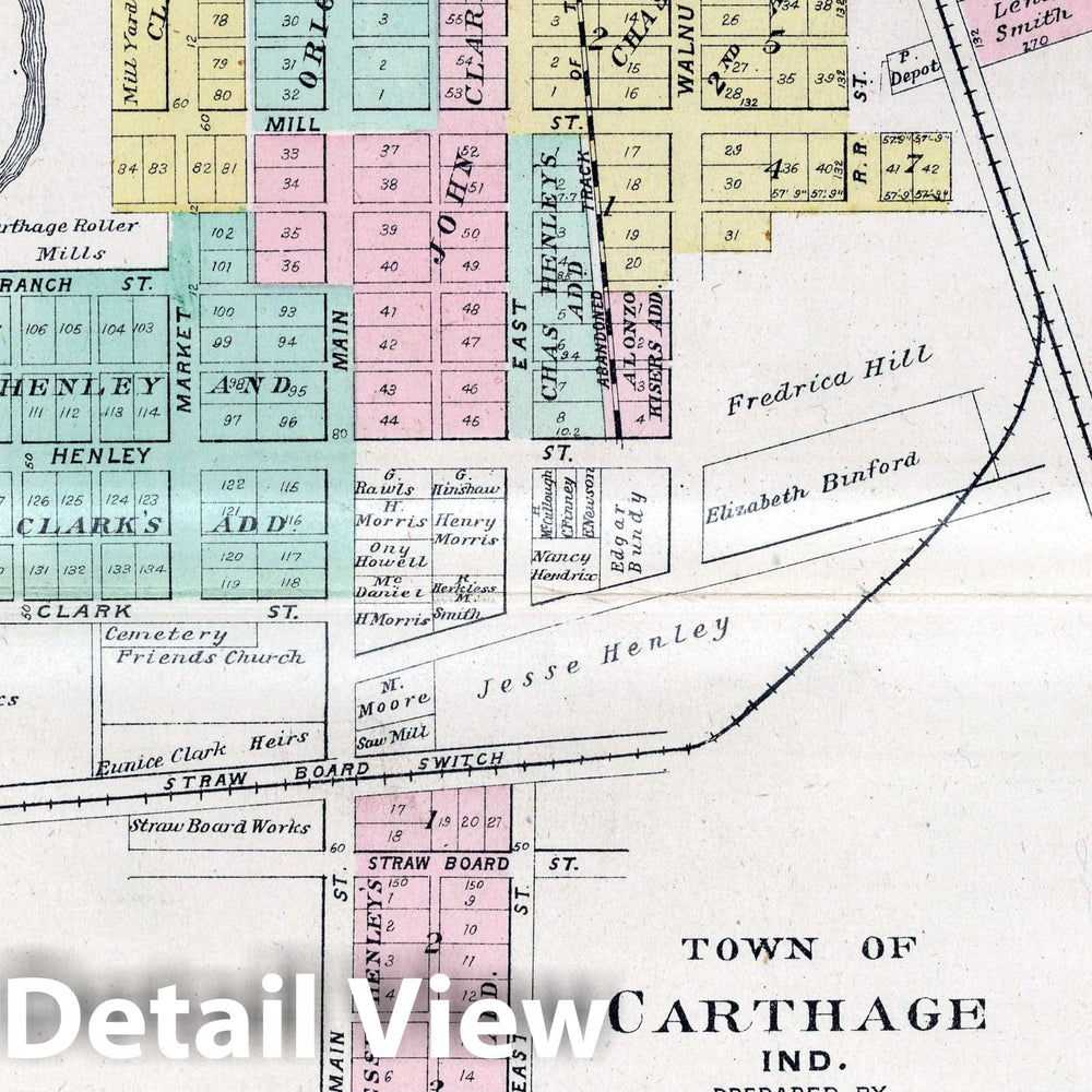 Historic Map : 1908 Carthage, New Salem, and Hamilton Station, Rush County, Indiana. - Vintage Wall Art