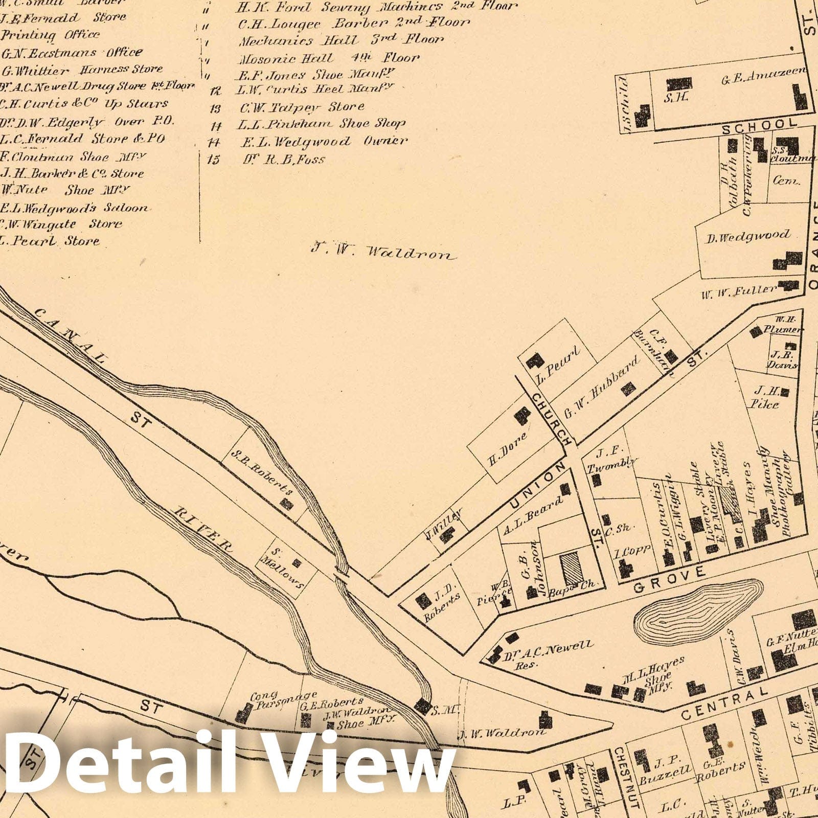 Farmington Village - Property Map, 1871 - Strafford County New Hampshire
