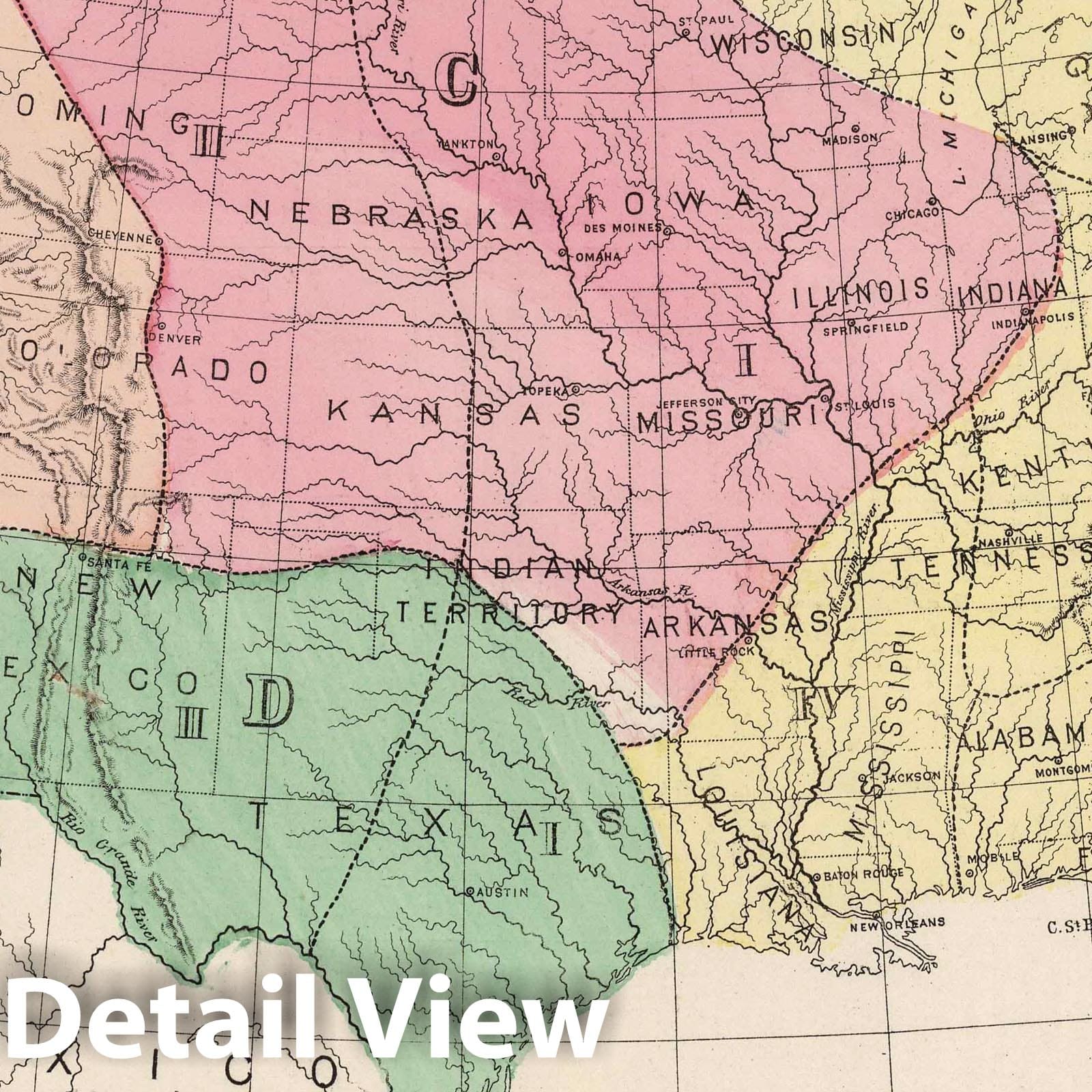 Historic Map : 1874 Botanical Divisions of the United States. - Vintage Wall Art