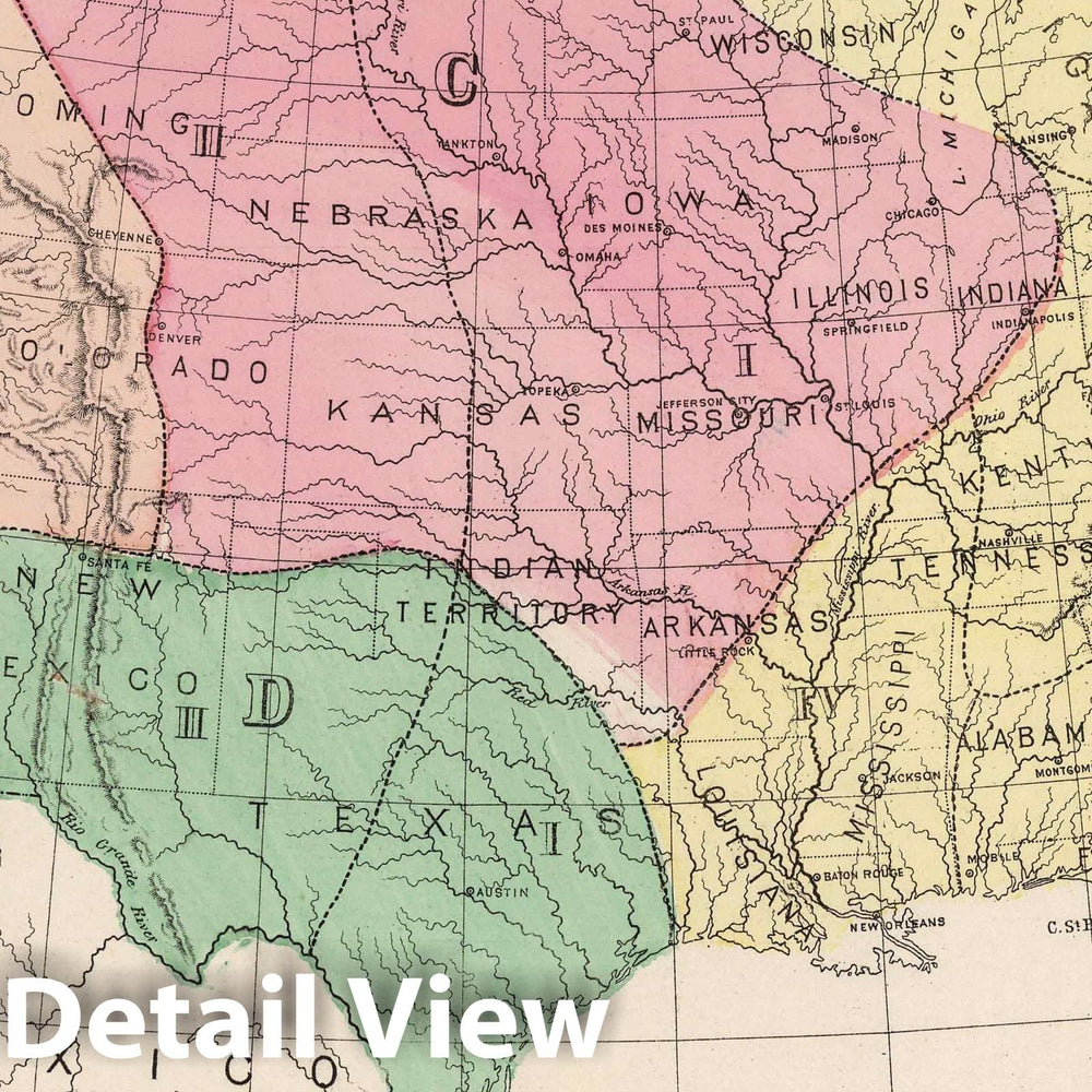 Historic Map : 1874 Botanical Divisions of the United States. - Vintage Wall Art