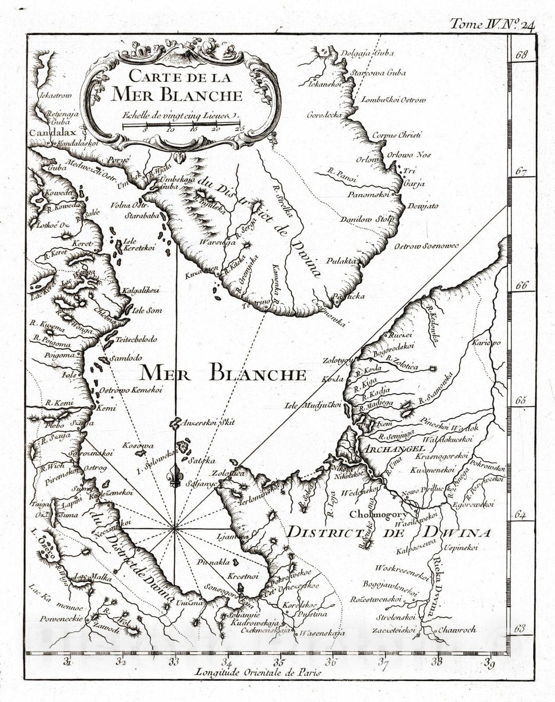 Historic Map : White Sea, Europe 1764 Carte De La Mer Blanche , Vintage Wall Art