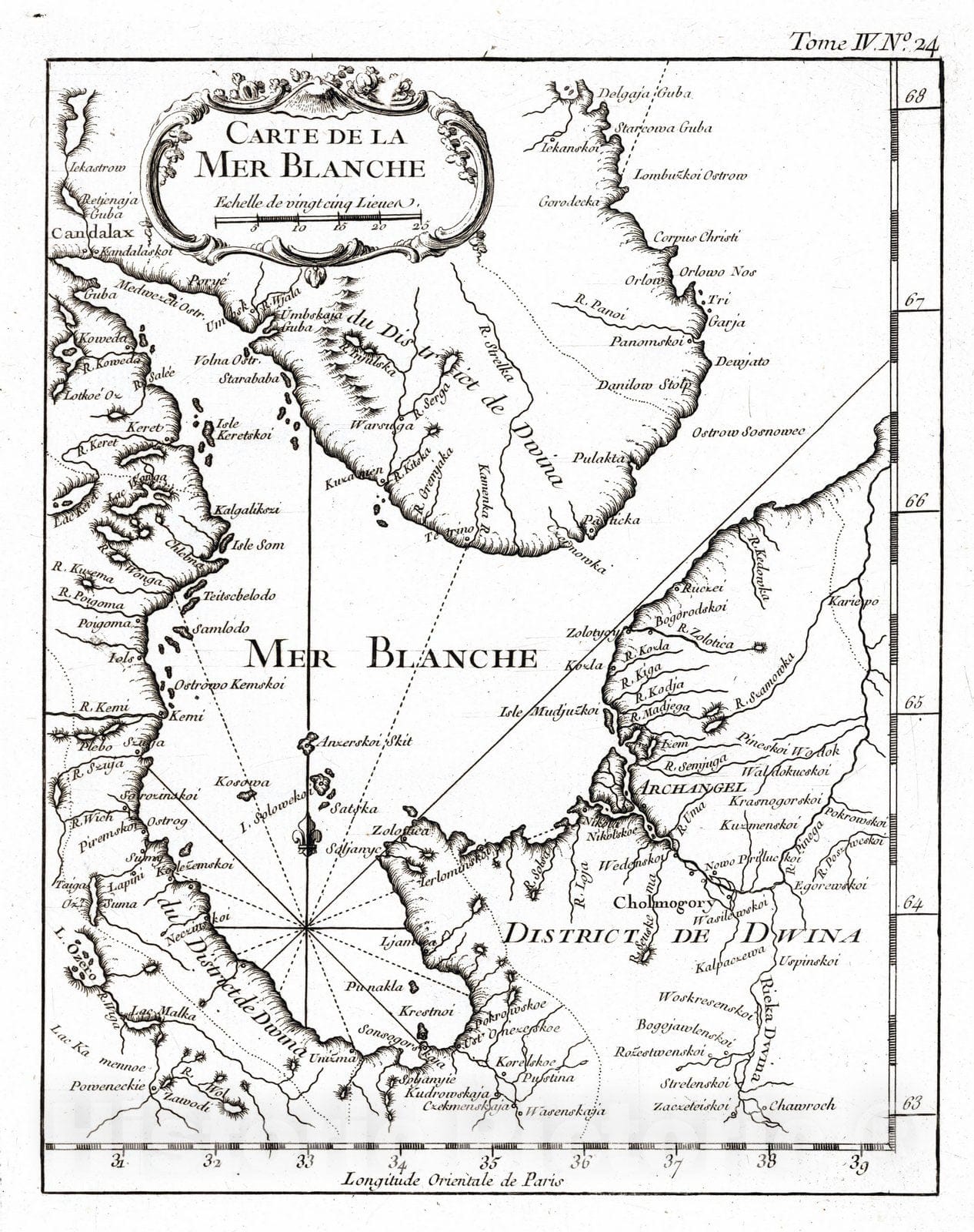 Historic Map : White Sea, Europe 1764 Carte De La Mer Blanche , Vintage Wall Art