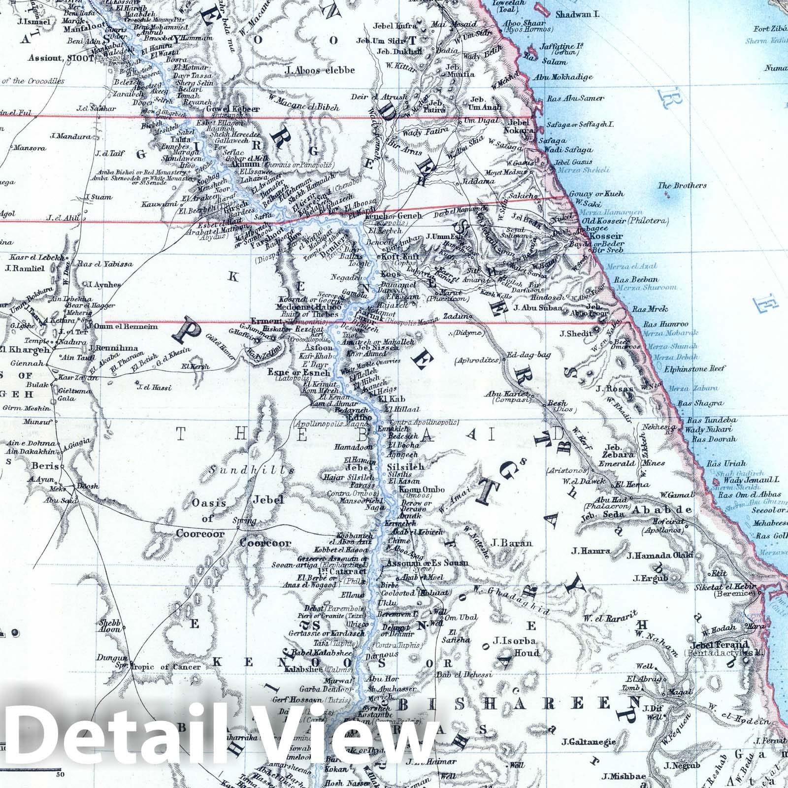 Egypt, Arabia Petraea, and Lower Nubia - 1893 Keith Johnston Historical Map Print