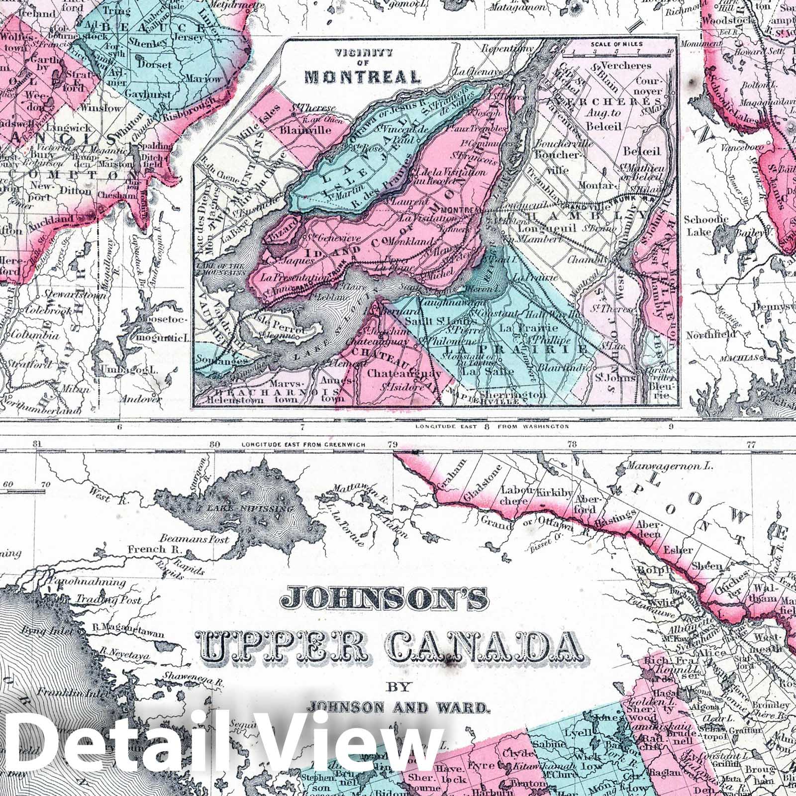 Historic Map : 1865 Lower Canada And New Brunswick, Upper Canada. - Vintage Wall Art