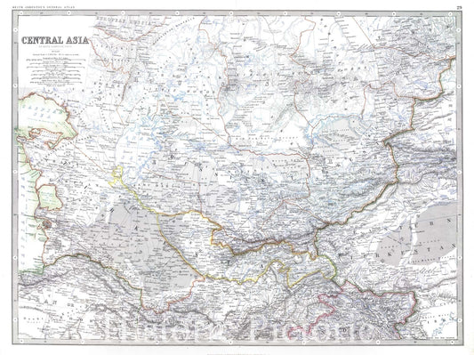 Central Asia - 1893 Historical Map Print by Keith Johnston