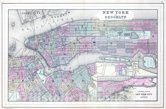 Historic Map : 1886 New York, Brooklyn. - Vintage Wall Art