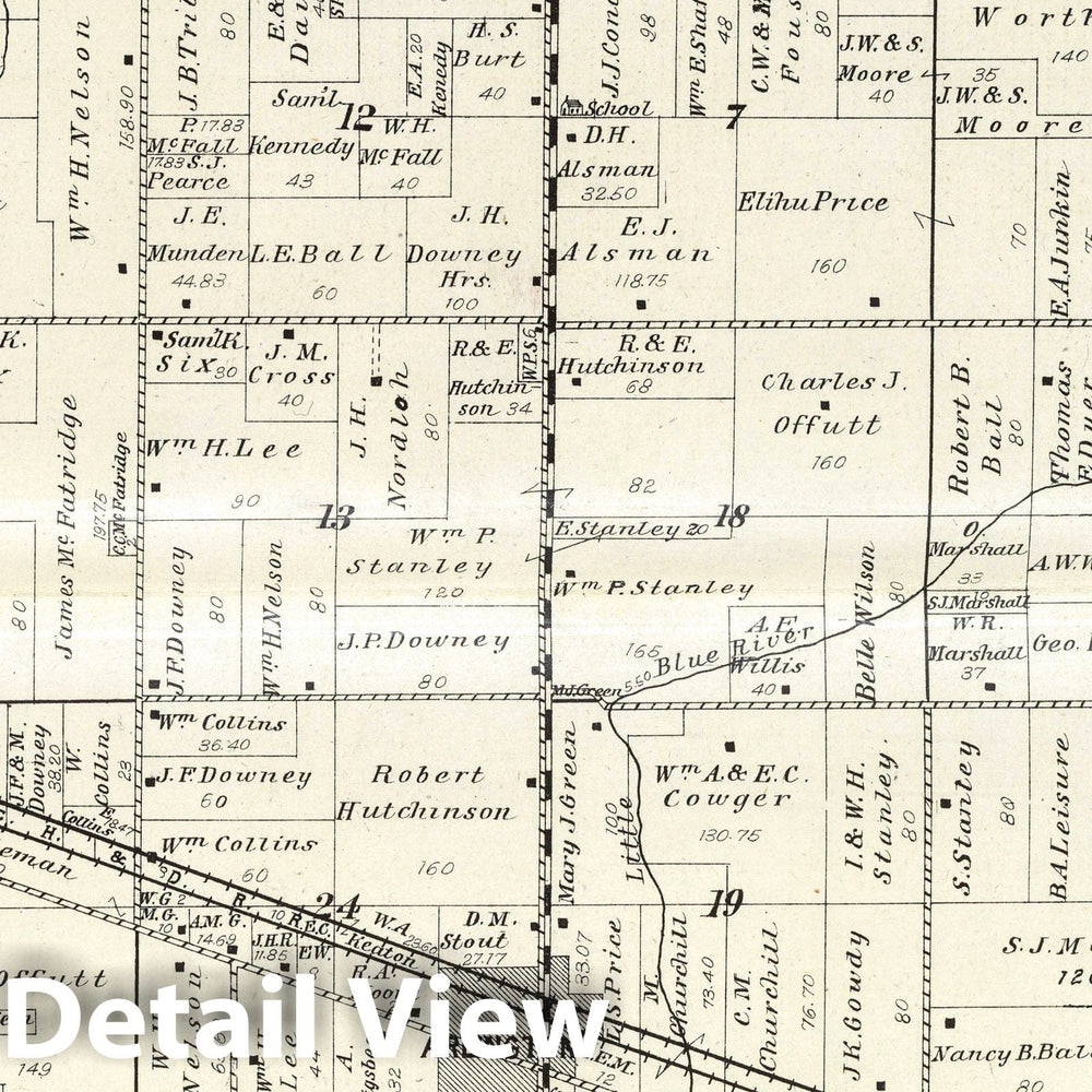 Historic Map : 1908 Posey Township, Rush County, Indiana. - Vintage Wall Art