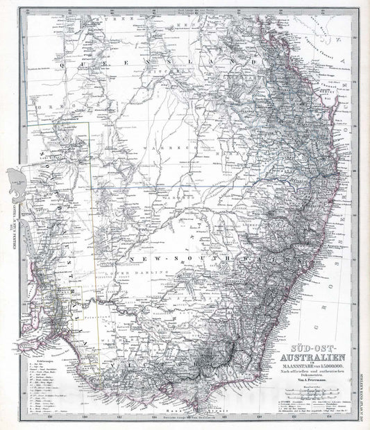 Historic Map : Australia, 1872 Sud-Ost-Australien. (Southeast Australia). , Vintage Wall Art