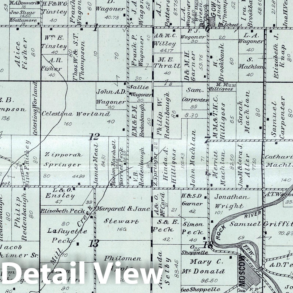 Historic Map : 1908 Orange Township, Rush County, Indiana. - Vintage Wall Art